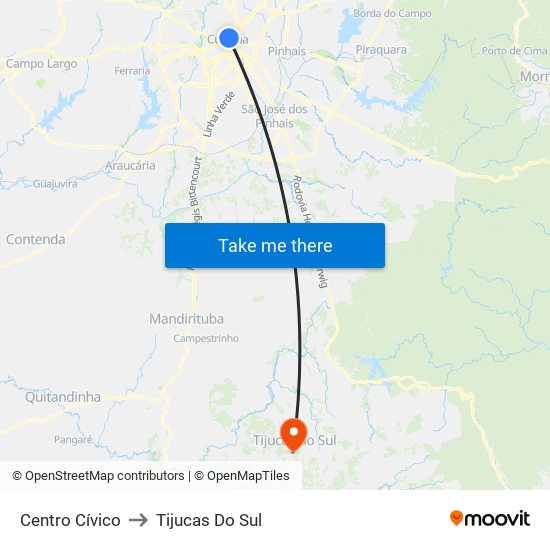 Centro Cívico to Tijucas Do Sul map