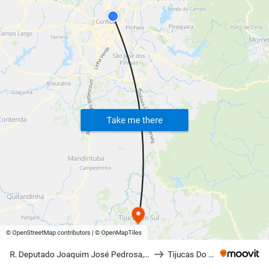 R. Deputado Joaquim José Pedrosa, 402 to Tijucas Do Sul map