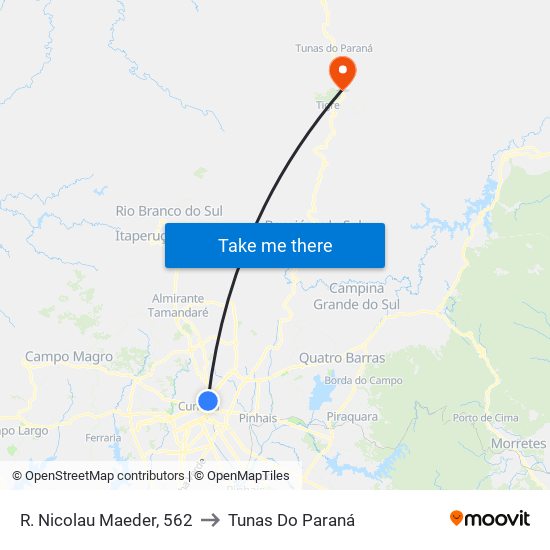 R. Nicolau Maeder, 562 to Tunas Do Paraná map