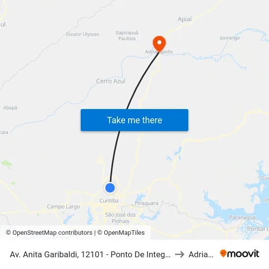 Av. Anita Garibaldi, 12101 to Adrianópolis map