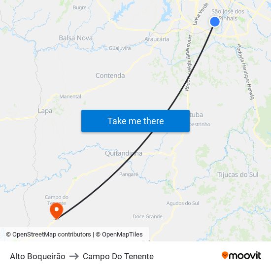 Alto Boqueirão to Campo Do Tenente map