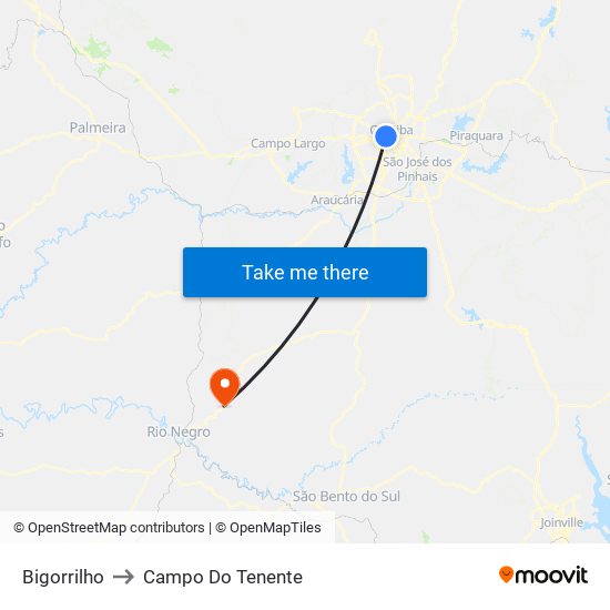 Bigorrilho to Campo Do Tenente map