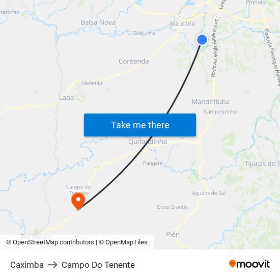 Caximba to Campo Do Tenente map