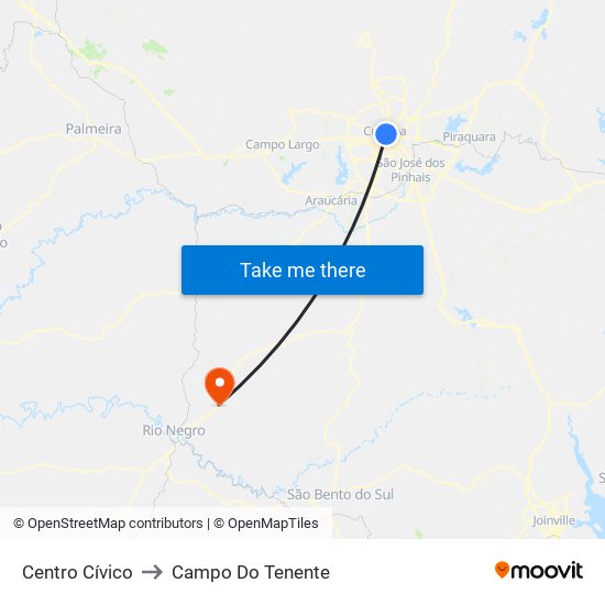 Centro Cívico to Campo Do Tenente map
