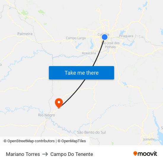 Mariano Torres to Campo Do Tenente map