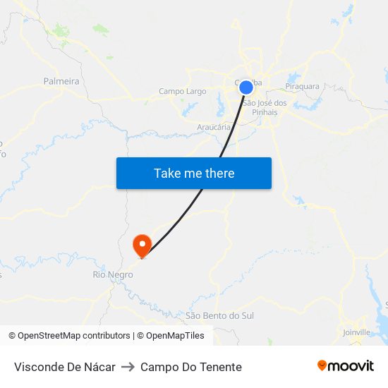 Visconde De Nácar to Campo Do Tenente map