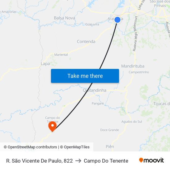 R. São Vicente De Paulo, 822 to Campo Do Tenente map