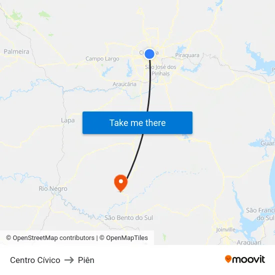 Centro Cívico to Piên map