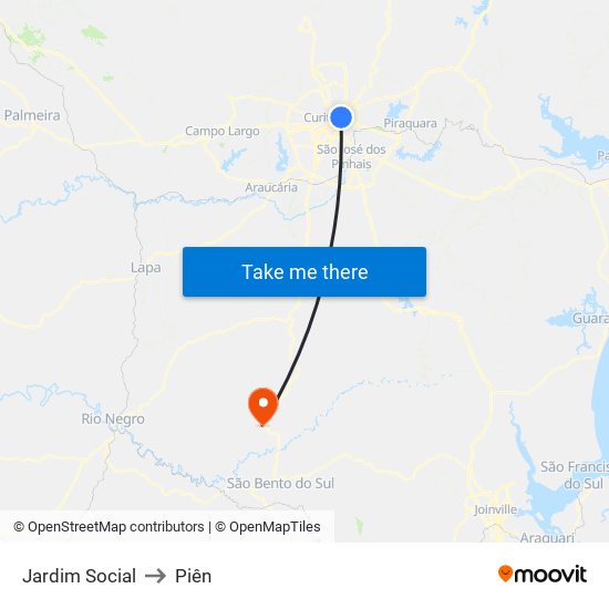 Jardim Social to Piên map
