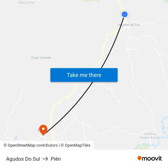 Agudos Do Sul to Piên map