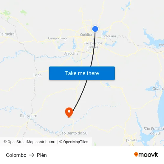 Colombo to Piên map