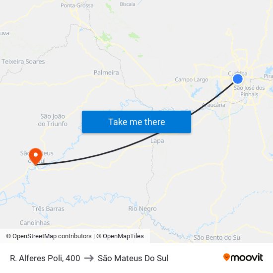 R. Alferes Poli, 400 to São Mateus Do Sul map