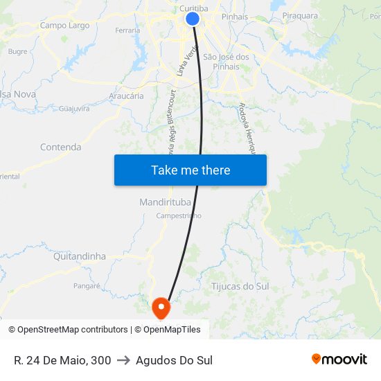 R. 24 De Maio, 300 to Agudos Do Sul map