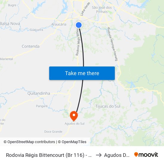 Rodovia Régis Bittencourt (Br 116) - Passarela to Agudos Do Sul map