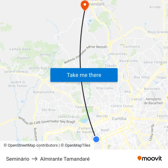 Seminário to Almirante Tamandaré map