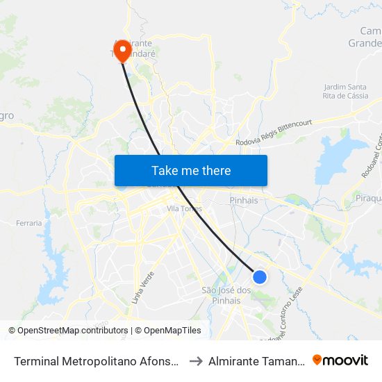 Terminal Metropolitano Afonso Pena to Almirante Tamandaré map