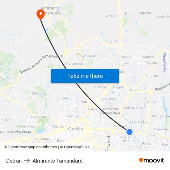 Detran to Almirante Tamandaré map