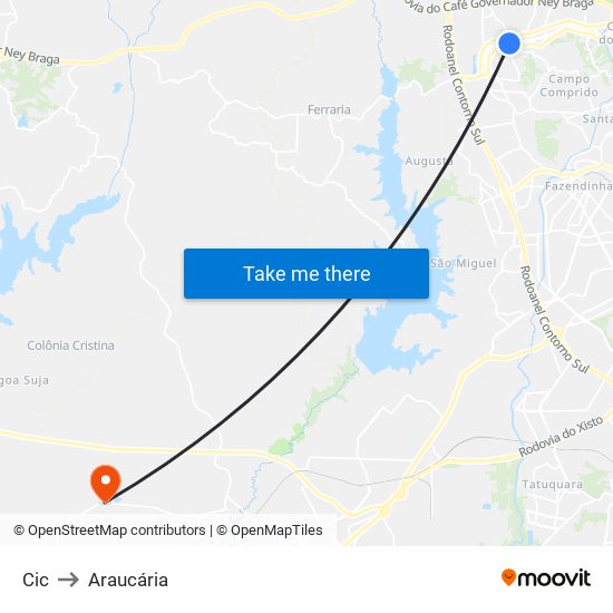 Cic to Araucária map