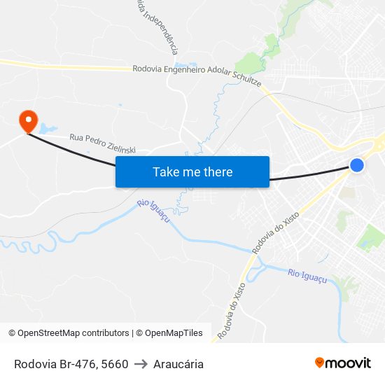 Rodovia Br-476, 5660 to Araucária map