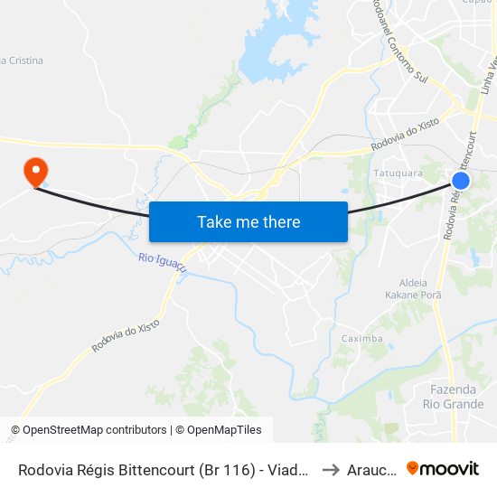 Rodovia Régis Bittencourt (Br 116) - Viaduto Pompéia to Araucária map