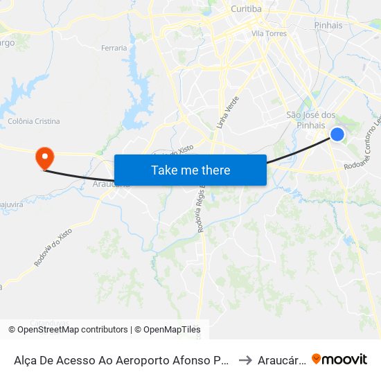 Alça De Acesso Ao Aeroporto Afonso Pena to Araucária map
