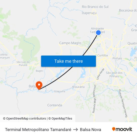 Terminal Metropolitano Tamandaré to Balsa Nova map