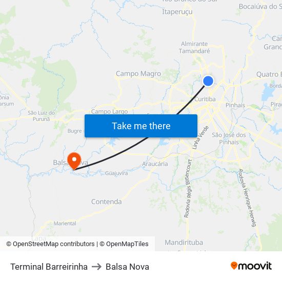 Terminal Barreirinha to Balsa Nova map