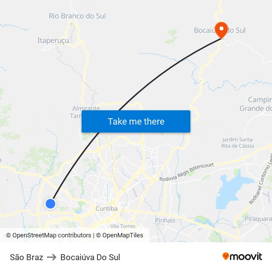 São Braz to Bocaiúva Do Sul map