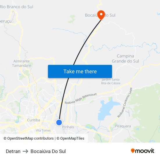 Detran to Bocaiúva Do Sul map