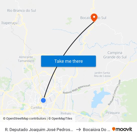 R. Deputado Joaquim José Pedrosa, 402 to Bocaiúva Do Sul map