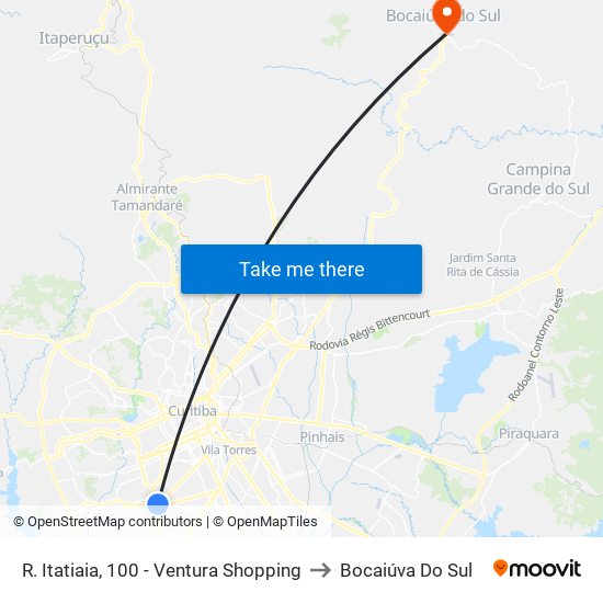 R. Itatiaia, 100 - Ventura Shopping to Bocaiúva Do Sul map