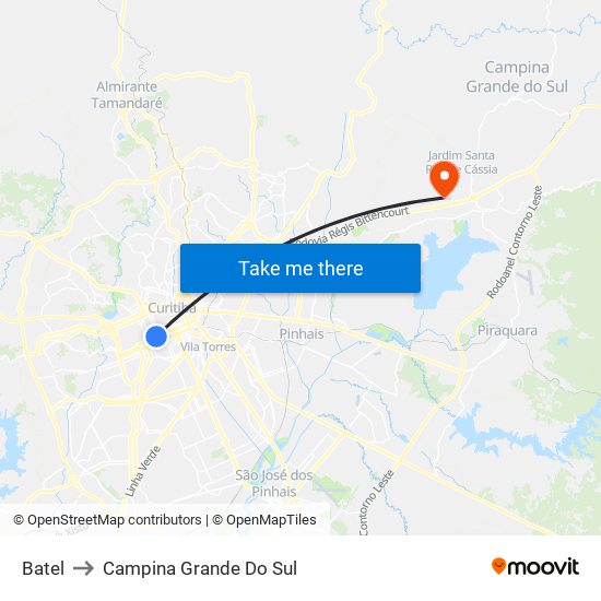 Batel to Campina Grande Do Sul map