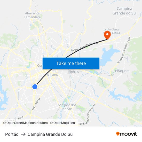 Portão to Campina Grande Do Sul map