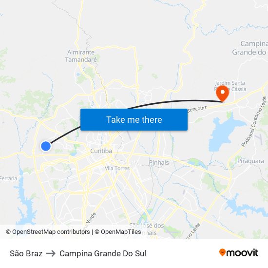 São Braz to Campina Grande Do Sul map