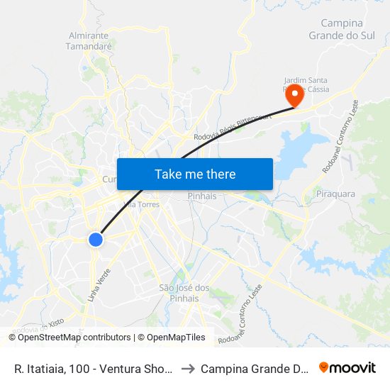 R. Itatiaia, 100 - Ventura Shopping to Campina Grande Do Sul map