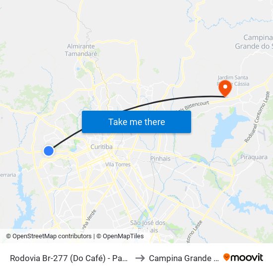 Rodovia Br-277 (Do Café) - Passarela Brf to Campina Grande Do Sul map