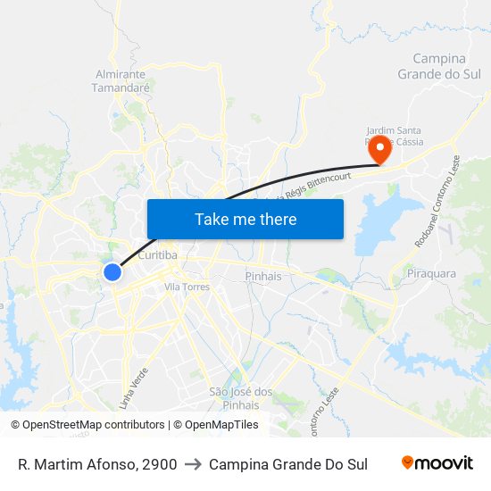 R. Martim Afonso, 2900 to Campina Grande Do Sul map