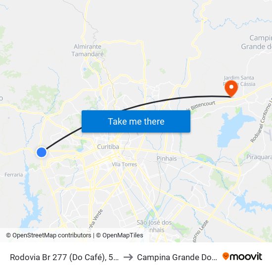 Rodovia Br 277 (Do Café), 5245 to Campina Grande Do Sul map