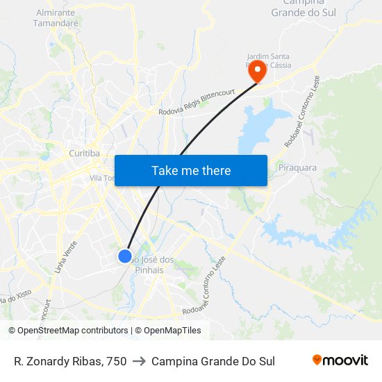 R. Zonardy Ribas, 750 to Campina Grande Do Sul map