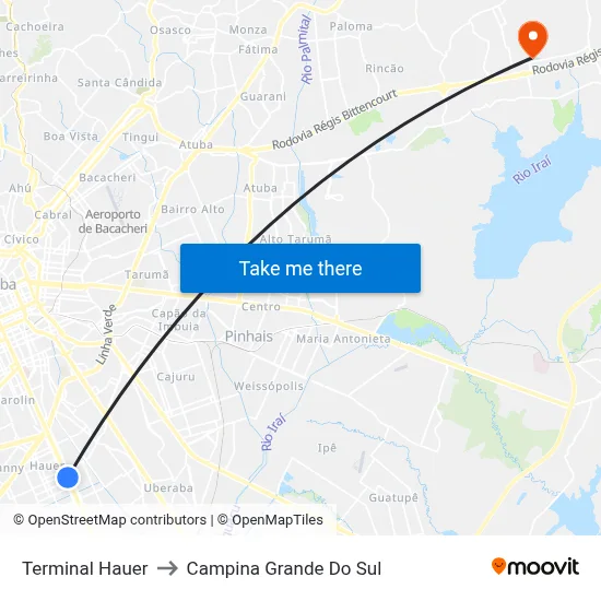 Terminal Hauer to Campina Grande Do Sul map