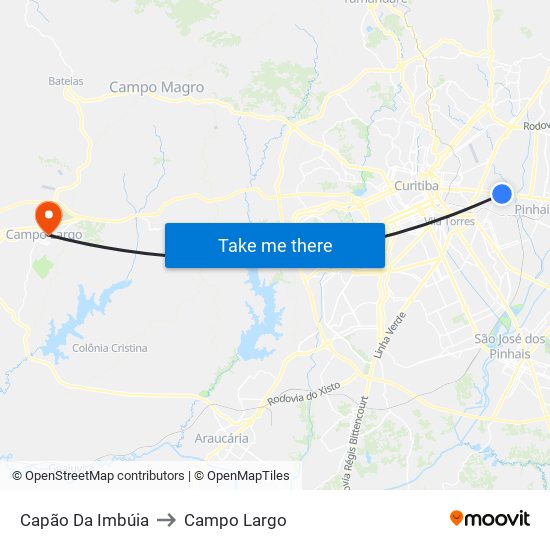 Capão Da Imbúia to Campo Largo map