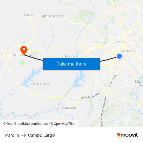 Parolin to Campo Largo map