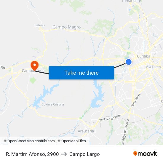 R. Martim Afonso, 2900 to Campo Largo map