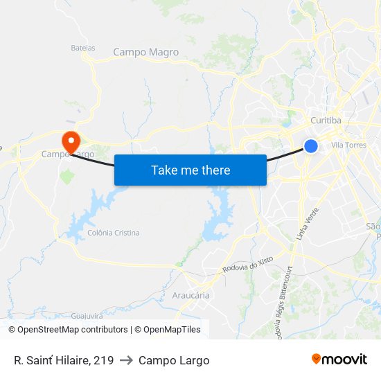 R. Sainť Hilaire, 219 to Campo Largo map