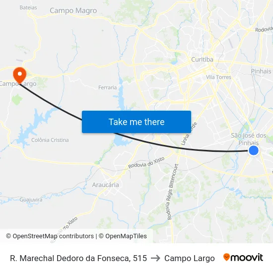 R. Marechal Dedoro da Fonseca, 515 to Campo Largo map