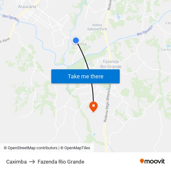 Caximba to Fazenda Rio Grande map