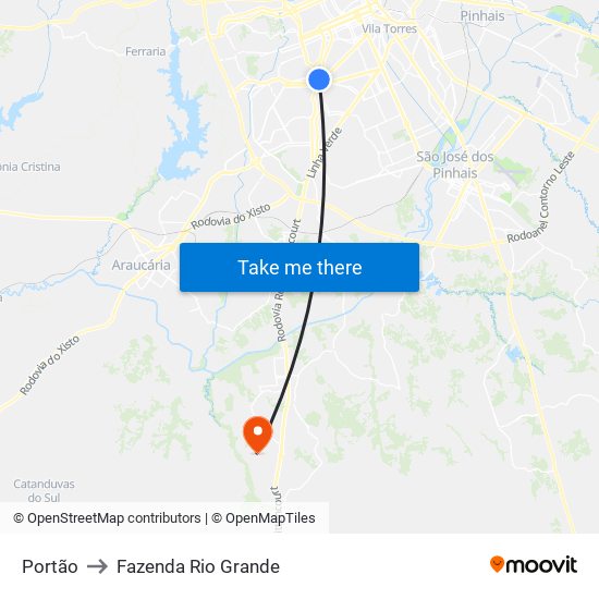 Portão to Fazenda Rio Grande map