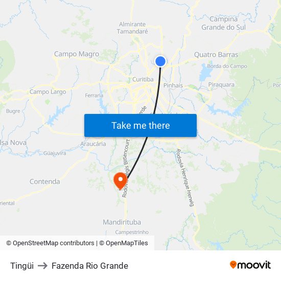 Tingüi to Fazenda Rio Grande map