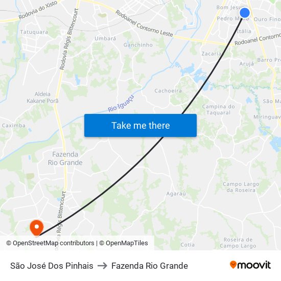 São José Dos Pinhais to Fazenda Rio Grande map