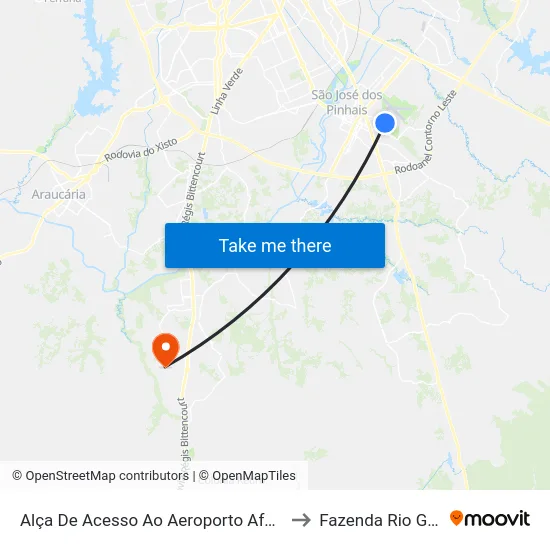 Alça De Acesso Ao Aeroporto Afonso Pena to Fazenda Rio Grande map